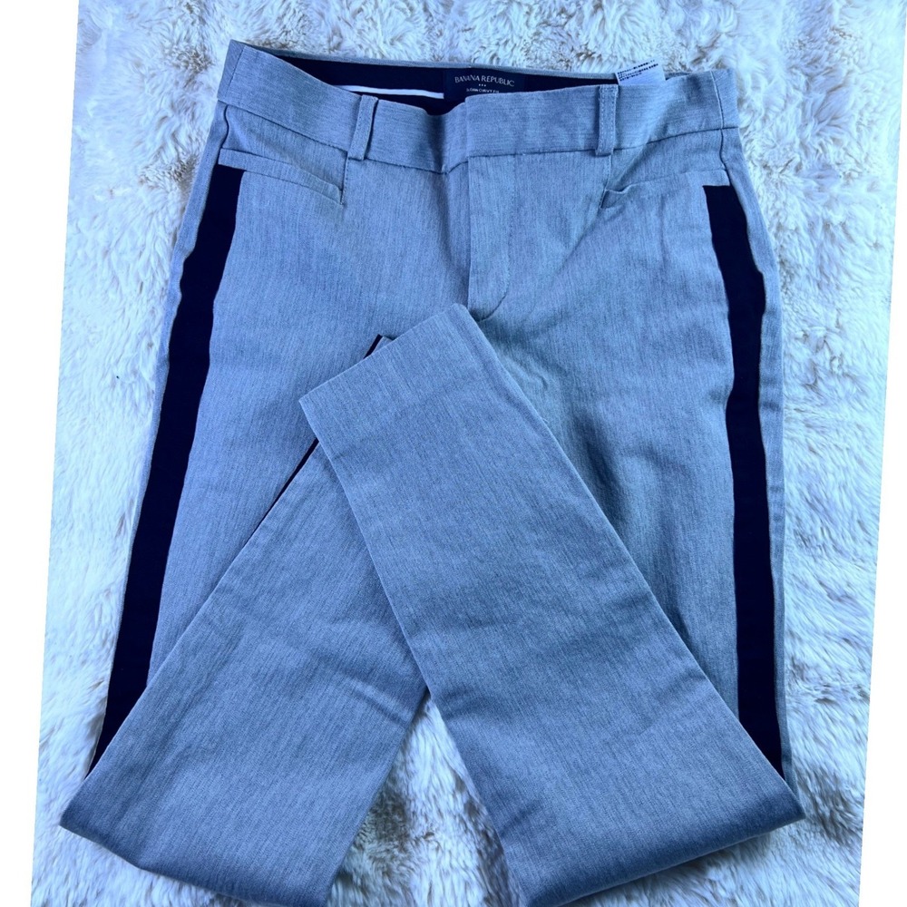 Banana Republic Sloan Curvy Fit Gray Black Side Stripe Ankle Pants Size 0. A20